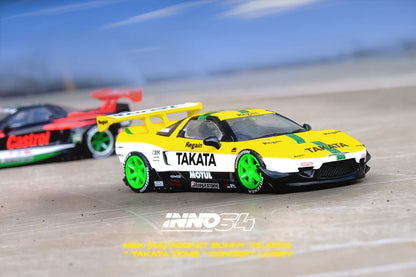 Inno64 1/64 Honda NSX (NA1) Rocket Bunny V2 Aero Takata Dome Yellow & White
