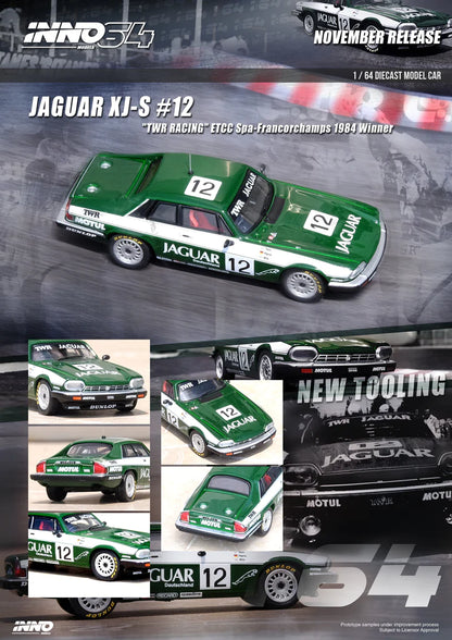 Inno64 1/64 Jaguar XJ-S #12 TWR RACING ETCC Spa-Francorchamps 1984 Winner Green - IN64-XJS-TWR12