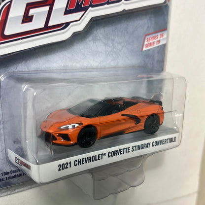 Greenlight 1/64 2021 Chevrolet Corvette Stingray Convertible Orange - GL Muscle