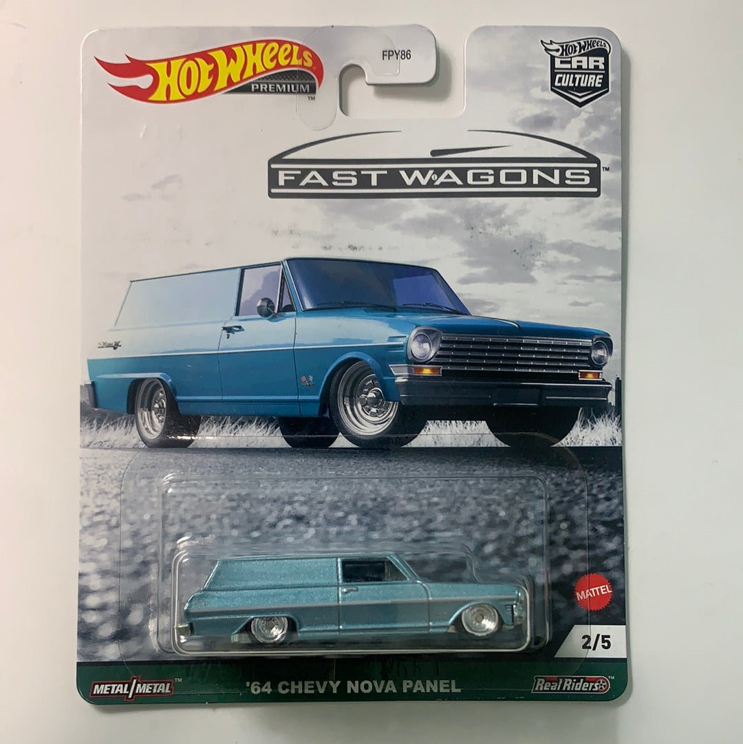 Hot Wheels 1/64 Car Culture Fast Wagons ‘64 Chevy Nova Panel Blue