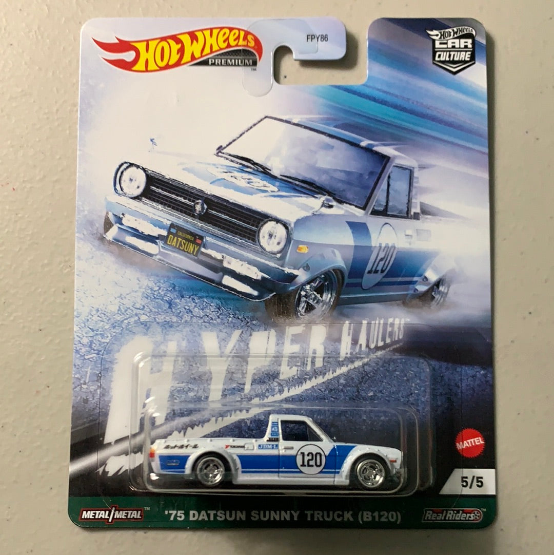 Hot Wheels 1/64 Car Culture Hyper Haulers ‘75 Datsun Sunny Truck (B120) White & Blue