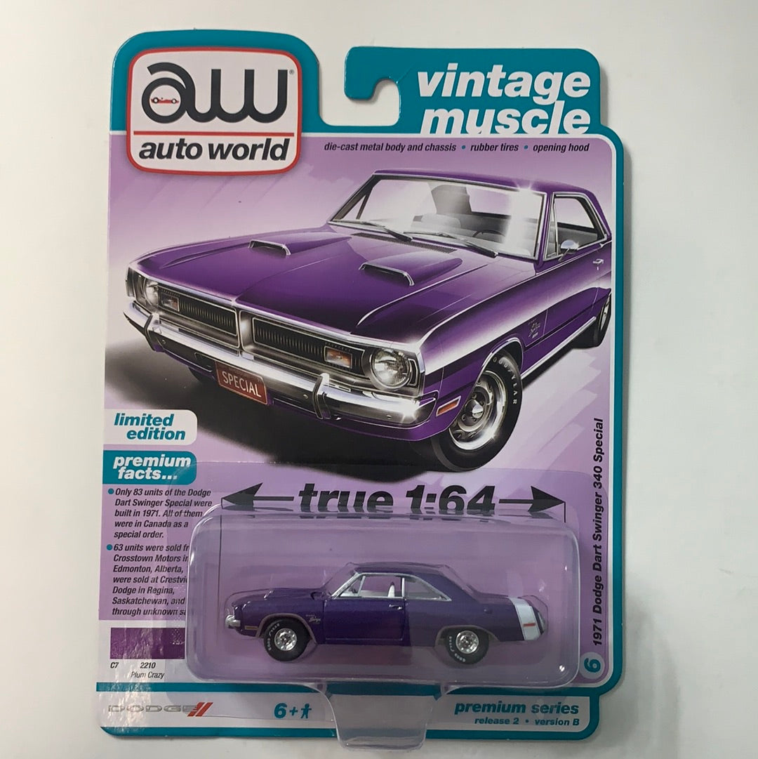 Auto World 1/64 1971 Dodge Dart Swinger 340 Special Plum Crazy Purple