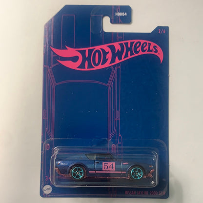 Hot Wheels 1/64 2022 Satin Blue & Pink Nissan Skyline 2000 GT-R Blue - Damaged Box