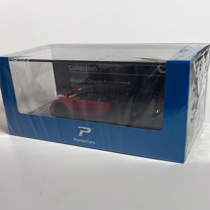 Postercars 1/64 Bugatti Chiron Supersport Italian Red & Nocturne Black - Hypercar League Collection
