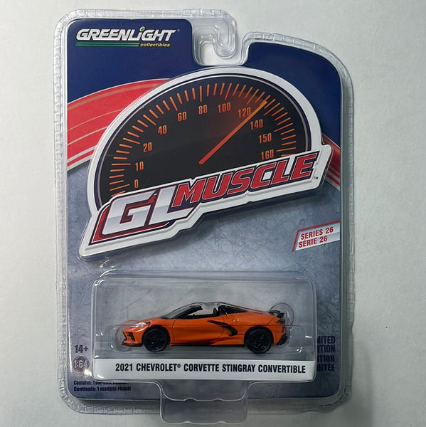 Greenlight 1/64 2021 Chevrolet Corvette Stingray Convertible Orange - GL Muscle