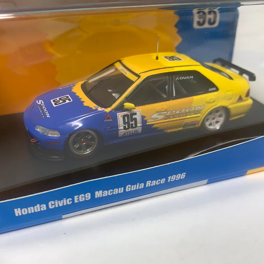 1/43 Tarmac Works Honda Civic EG9 Spoon #95 Yellow & Blue