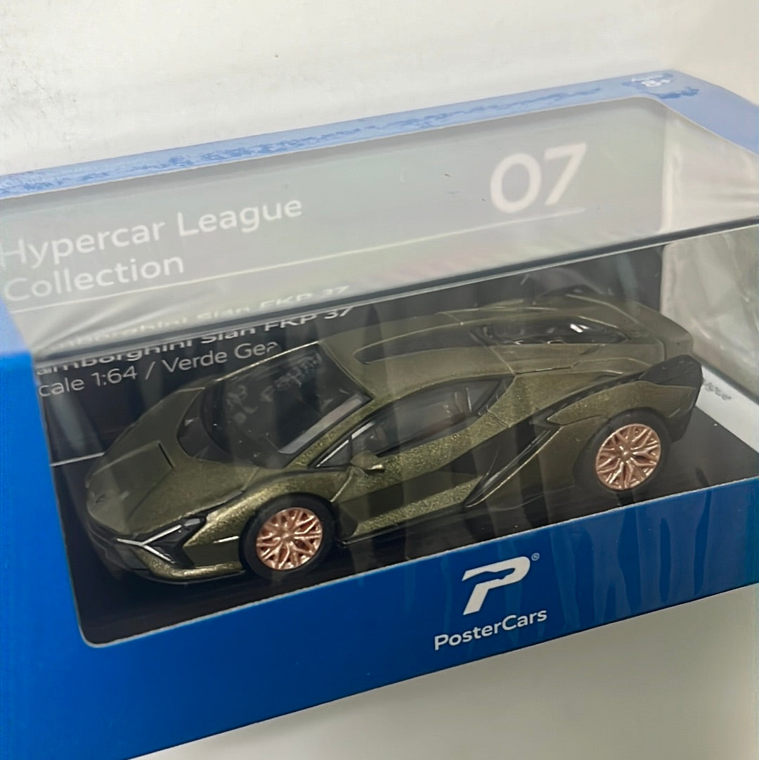 PosterCars 1/64 Lamborghini Sián FKP 37 Green Hypercar League Collection Verde Gea Green