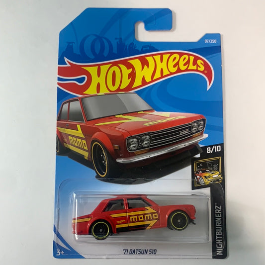 Hot Wheels 1/64 ‘71 Datsun 510 Momo Red - Damaged Box