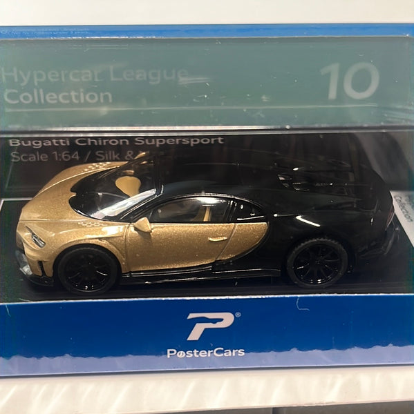 Postercars 1/64 Bugatti Chiron Supersport Silk & Nocturne Black Hypercar League Collection
