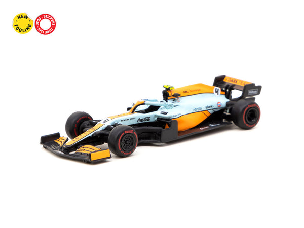 Tarmac Works Global64 1/64 McLaren MCL35M Monaco Grand Prix 2021 #4 Lando Norris Blue & Orange