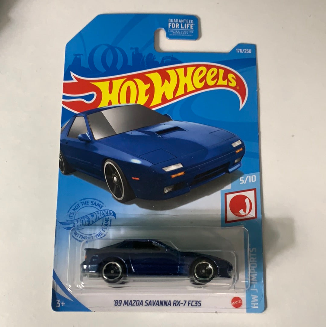 Hot Wheels 1/64 ‘89 Mazda Savanna RX-7 FC3S Blue - Damaged Box