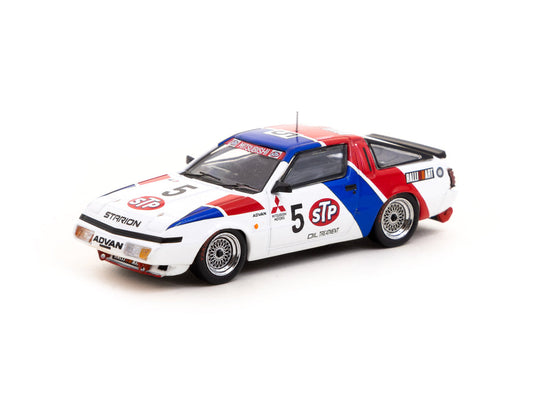 Tarmac Works 1/64 Hobby64 Mitsubishi Starion JTC 1987 # 5 STP White & Blue - T64-055-87JTC05