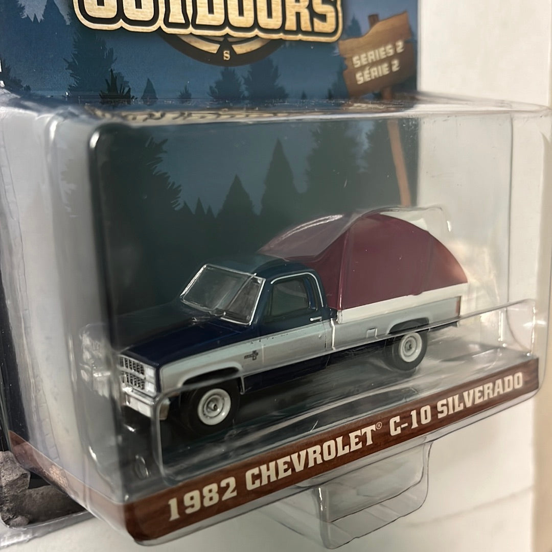 Greenlight 1/64 1982 Chevrolet C-10 Silverado- The Great Outdoors Blue