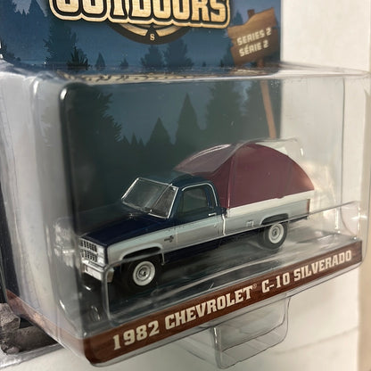 Greenlight 1/64 1982 Chevrolet C-10 Silverado- The Great Outdoors Blue