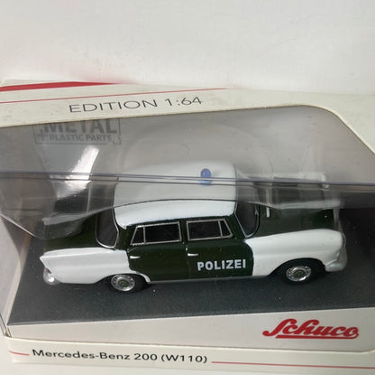 Schuco 1/64 Mercedes-Benz 200 ( W110) Polizei Green & White