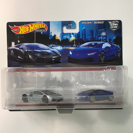 Hot Wheels Car Culture 2 Pack Lamborghini Aventador Coupé / Lamborghini Huracan LP 610-4 - Damaged Card