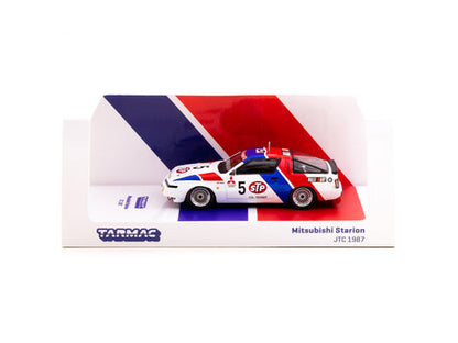 Tarmac Works 1/64 Hobby64 Mitsubishi Starion JTC 1987 # 5 STP White & Blue - T64-055-87JTC05