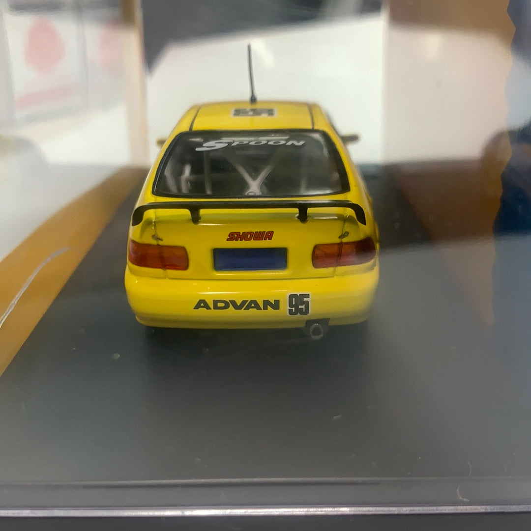 1/43 Tarmac Works Honda Civic EG9 Spoon #95 Yellow & Blue