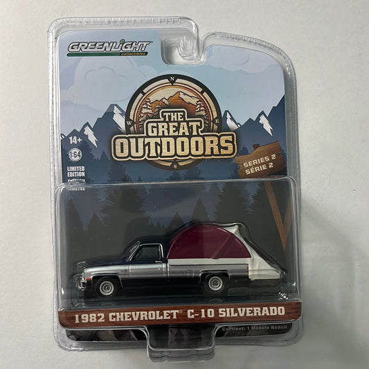 Greenlight 1/64 1982 Chevrolet C-10 Silverado- The Great Outdoors Blue