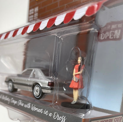 Greenlight 1/64 1979 Ford Mustang Coupe Ghia W/ Woman In A Dress Silver