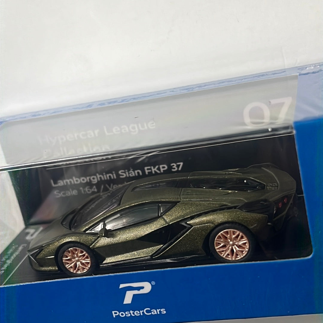 PosterCars 1/64 Lamborghini Sián FKP 37 Green Hypercar League Collection Verde Gea Green
