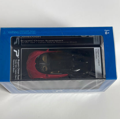 Postercars 1/64 Bugatti Chiron Supersport Italian Red & Nocturne Black - Hypercar League Collection