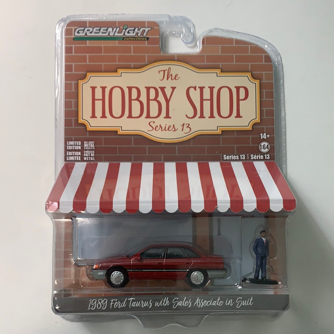 Greenlight 1/64 1989 Ford Taurus Red w/ Sales Associate in Suit