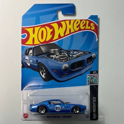 Hot Wheels 1/64 1970 Pontiac Firebird Blue - Damaged Card