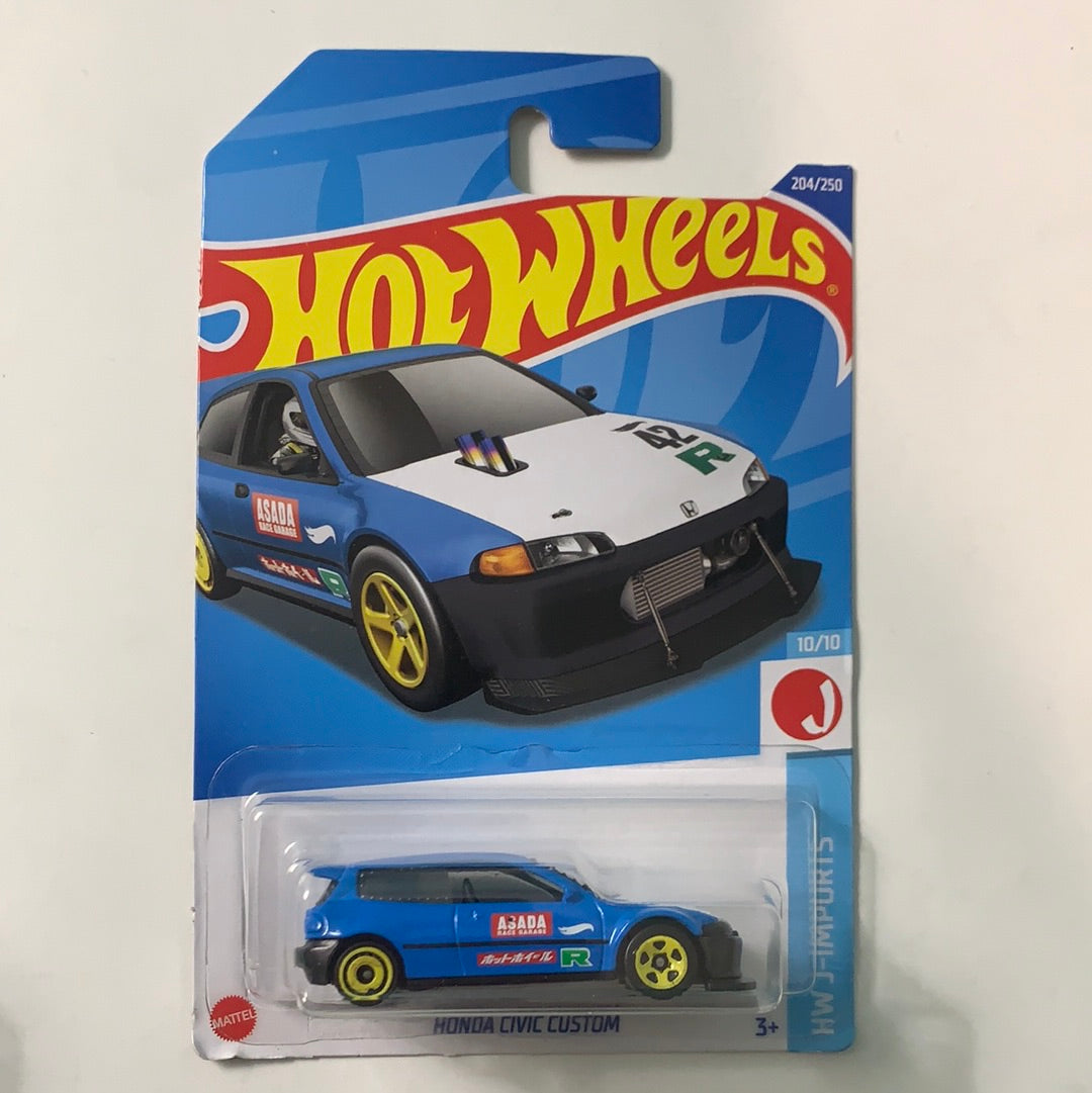 Hot Wheels 1/64 Honda Civic Custom Blue - Damaged Card