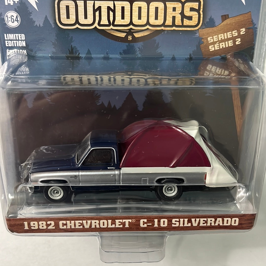 Greenlight 1/64 1982 Chevrolet C-10 Silverado- The Great Outdoors Blue
