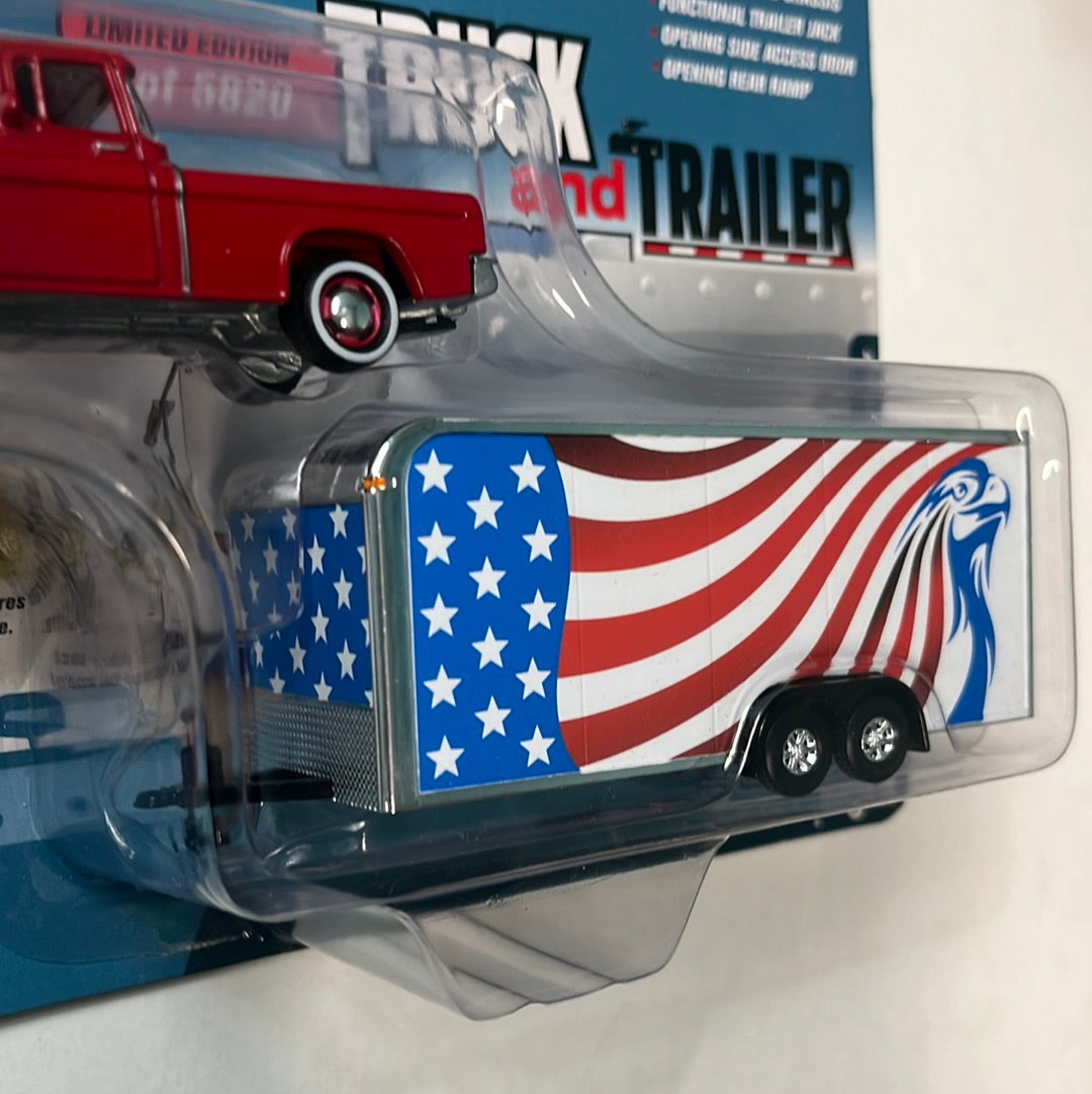 Johnny Lightning 1/64 Truck & Trailer 1955 Chevy Cameo w/ Enclosed Car Trailer