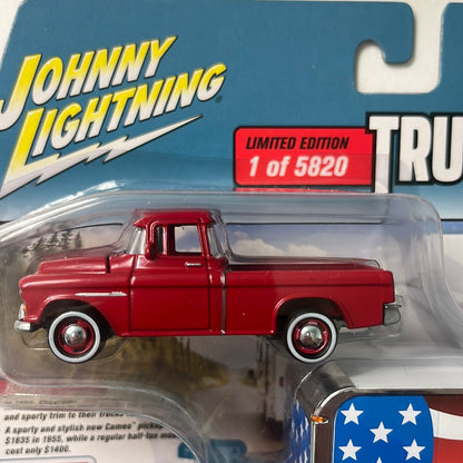Johnny Lightning 1/64 Truck & Trailer 1955 Chevy Cameo w/ Enclosed Car Trailer
