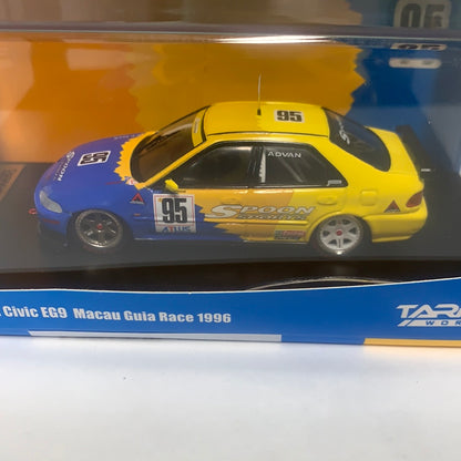 1/43 Tarmac Works Honda Civic EG9 Spoon #95 Yellow & Blue