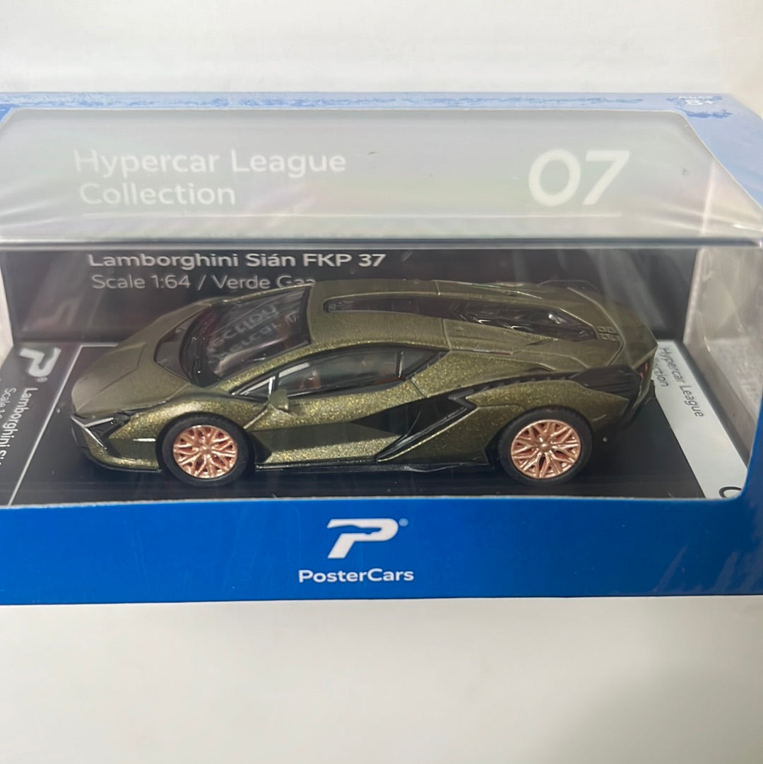 PosterCars 1/64 Lamborghini Sián FKP 37 Green Hypercar League Collection Verde Gea Green