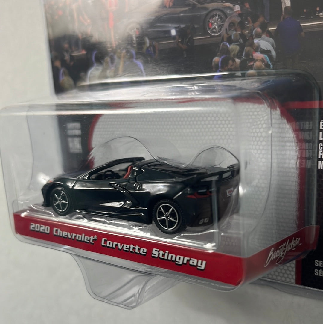 Greenlight 1/64 2020 Chevrolet Corvette Stingray C8 Shadow Gray - Barrett Jackson