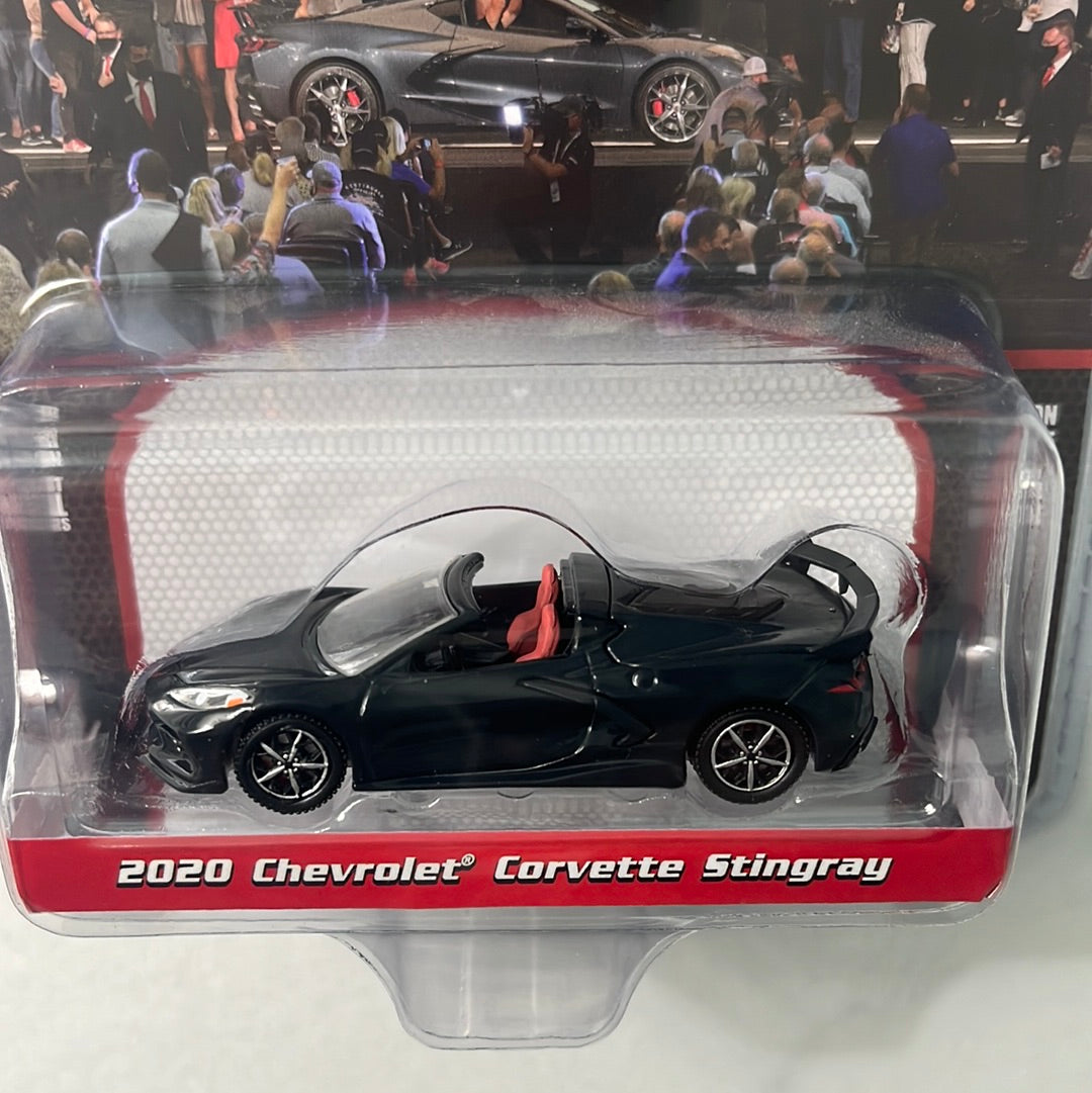 Greenlight 1/64 2020 Chevrolet Corvette Stingray C8 Shadow Gray - Barrett Jackson