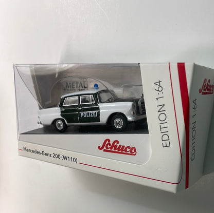 Schuco 1/64 Mercedes-Benz 200 ( W110) Polizei Green & White