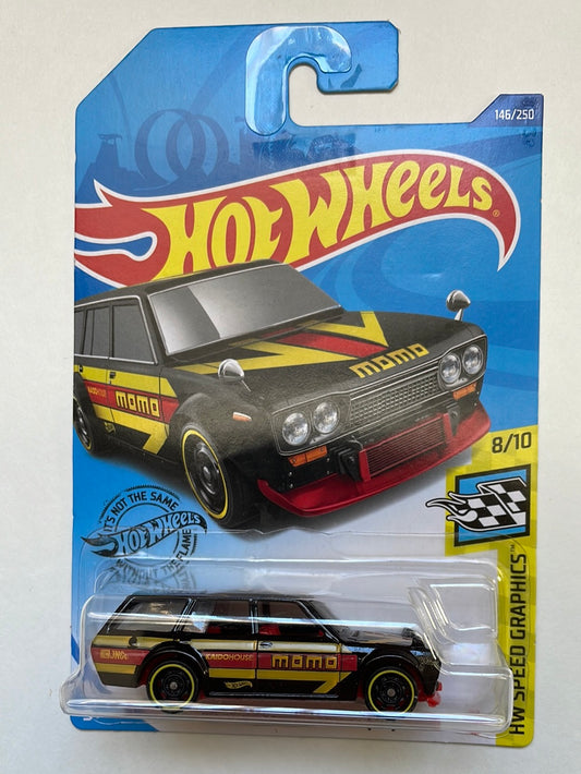 Hot Wheels 1/64 Datsun Bluebird Wagon (510) Momo Black & Red