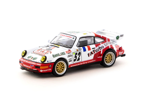 Tarmac Works X Schuco Collab64 Porsche 911 RSR 3.8 Le Mans 1994 #52 White & Red
