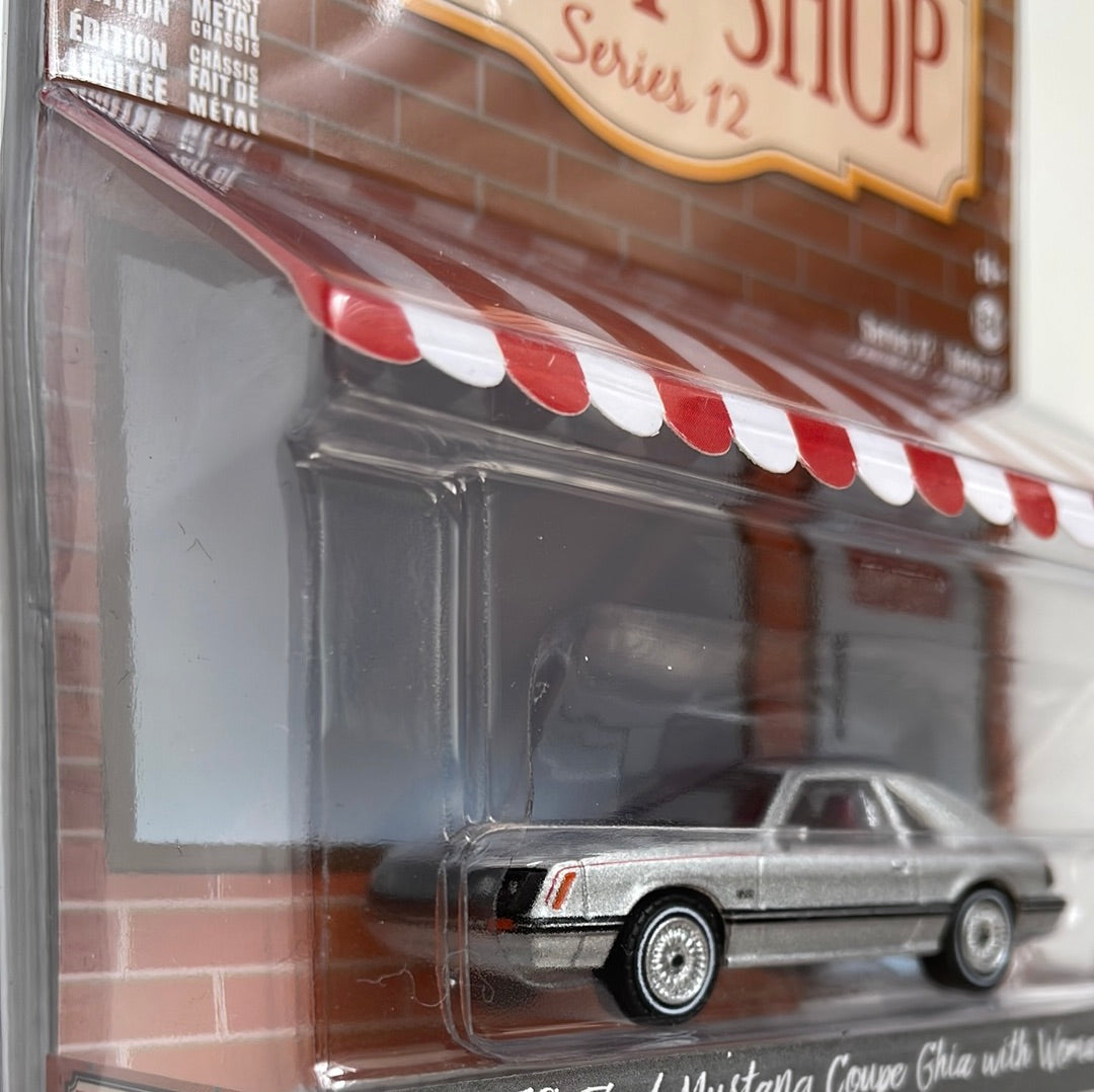 Greenlight 1/64 1979 Ford Mustang Coupe Ghia W/ Woman In A Dress Silver