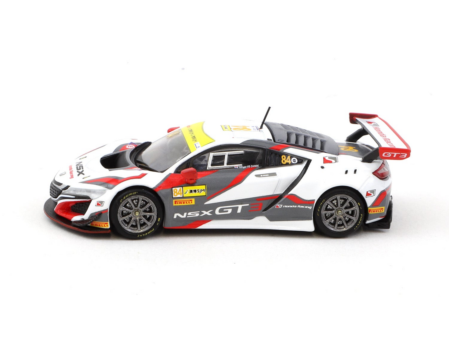 Tarmac Works Hobby64 1/64 2017 Honda NSX GT3 Macau GT Cup Fia Gt World Cup White & Grey