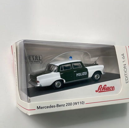 Schuco 1/64 Mercedes-Benz 200 ( W110) Polizei Green & White
