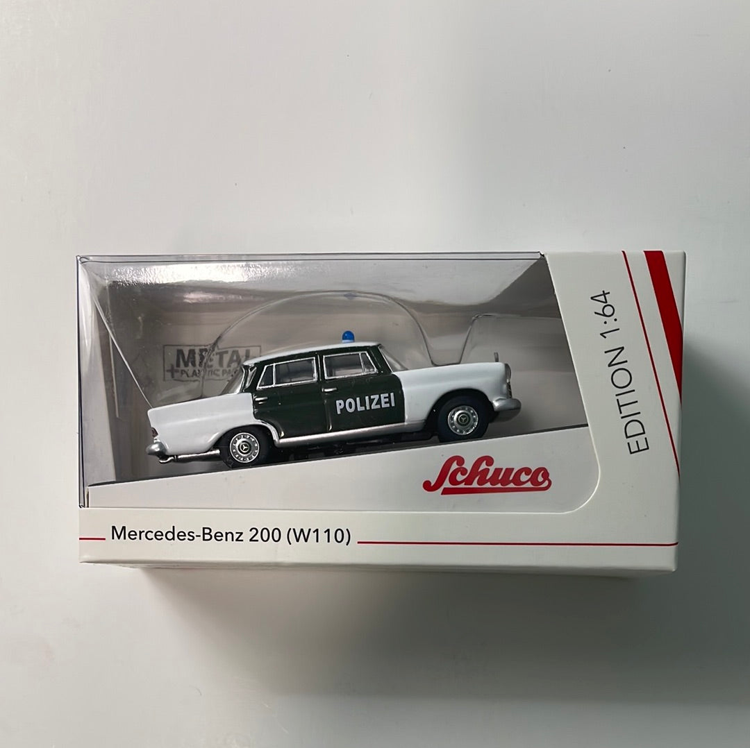 Schuco 1/64 Mercedes-Benz 200 ( W110) Polizei Green & White