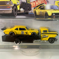 Hot Wheels 1/64 Car Culture Team Transport Legends Tour Custom ‘70 Chevy Nova w/ Horizon Hauler - Damaged Card