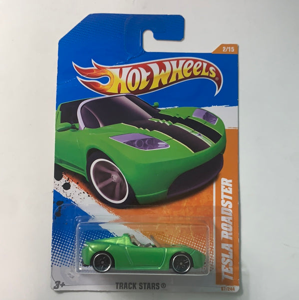 Hot Wheels Tesla Roadster Green - Damaged Card