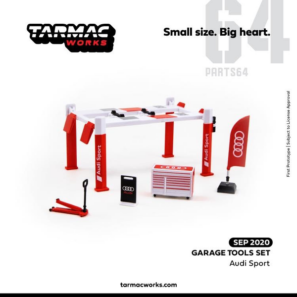 Tarmac Works Parts64 1/64 Garage Tools Set Audi Sport White & Red