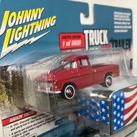 Johnny Lightning 1/64 Truck & Trailer 1955 Chevy Cameo w/ Enclosed Car Trailer