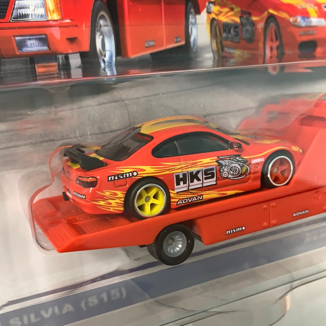 Hot Wheels 1/64 Car Culture Team Transport Nissan Silvia S15 HKS w/ Ae ...