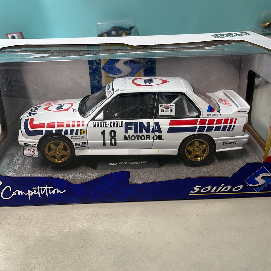 1/18 Solido BMW E30 M3 GR.A – RALLY MONTECARLO – 1989 – M.DUEZ/A,LOPES #18