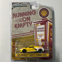 Greenlight 1/64 Running On Empty 2021 Chevrolet Corvette C8 Stingray Coupe Shell Yellow